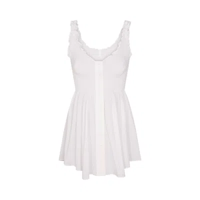Skims Smocked Poplin Mini Dress In Multi
