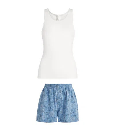 Skims Poplin Boxer Pyjama Set In Multi