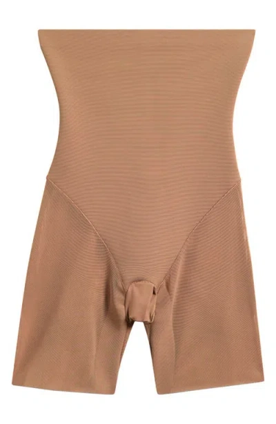Skims Powermesh Zoned High Waisted Shorts In Brown