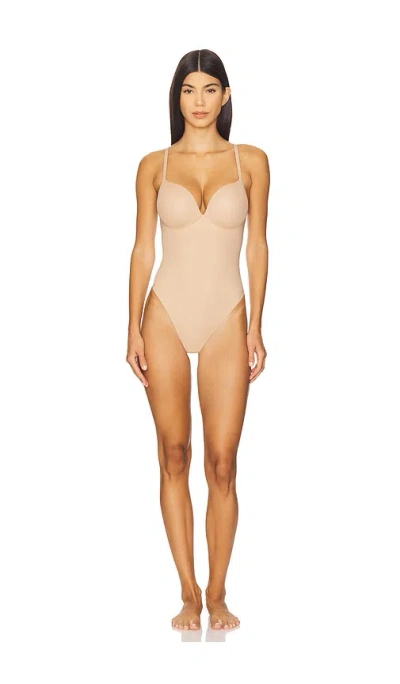 Skims Push-up Thong Bodysuit In Brown