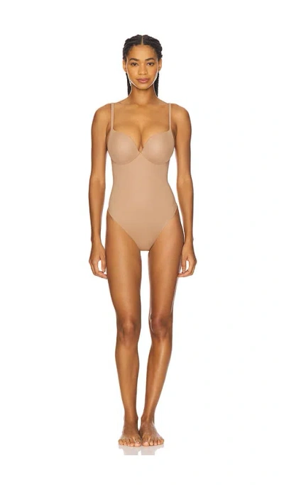 Skims Push-up Thong Bodysuit In Brown