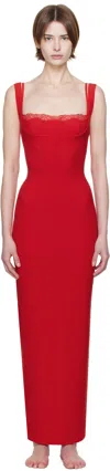 Skims Soft Lounge Lace Tank Maxi Dress In Cherry
