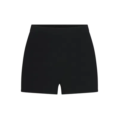 Skims High-waisted Knit Shorts In Black