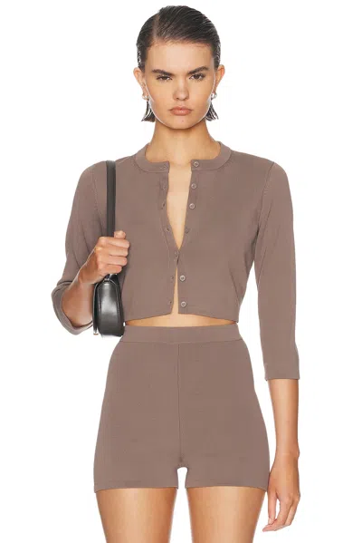 Skims Refined Knit Crop Cardigan In Amethyst