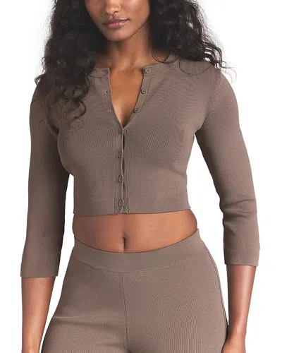 Skims Refined Knit Crop Cardigan In Amethyst