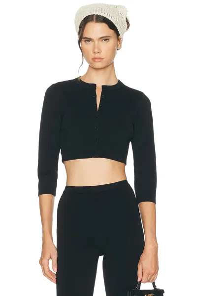 Skims Refined Knit Crop Cardigan In Black