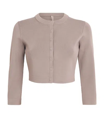 Skims Refined Knit Crop Cardigan In Grey