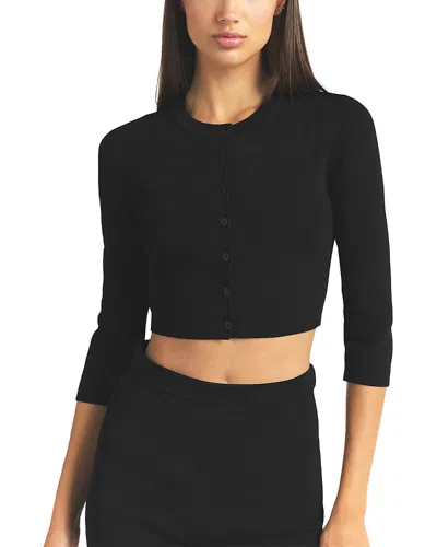 Skims Refined Knit Crop Cardigan In Onyx