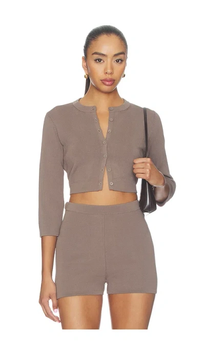 Skims Refined Knit Crop Cardigan In Purple