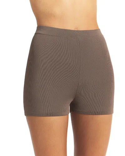 Skims Refined Knit High Waist Shorts In Brown