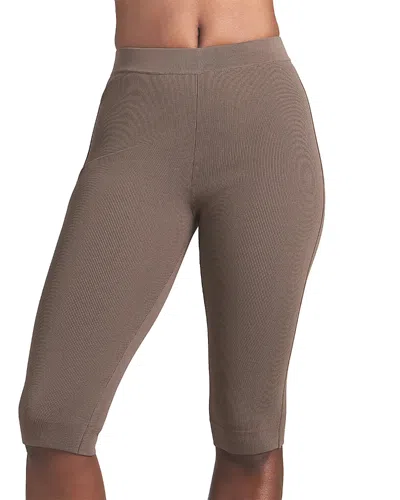 Skims Refined Knit High Wast Capri Pants In Brown