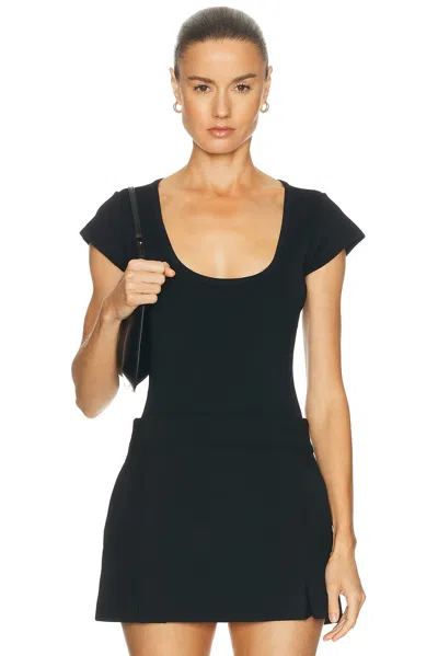 Skims Refined Knit Scoop Neck T-shirt In Black