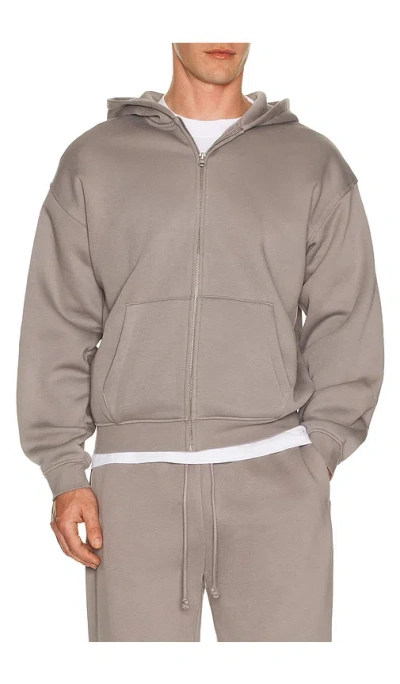 Skims Relaxed Zip Up Hoodie In Gray