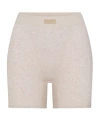 Skims Stretch Cotton Rib Boxers In Nude