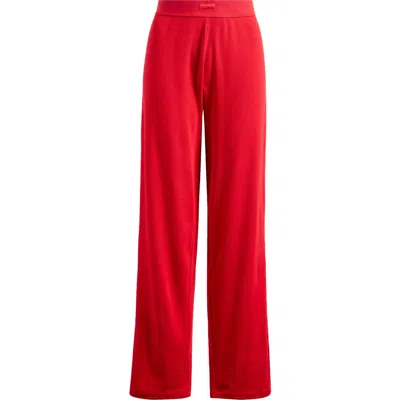 Skims Rib Cotton Blend Lounge Pants In Brick