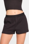 Skims Rib Stretch Cotton Loose Boxers In Black