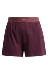 Skims Rib Stretch Cotton Loose Boxers In Purple