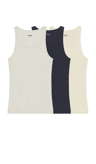 Skims Rib Tank 3 Pack In Neutral
