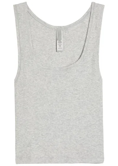 Skims Ribbed Stretch-cotton Tank In Gray