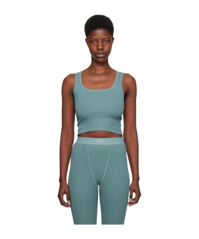Skims Blue Cotton Rib Tank Top In Kyanite