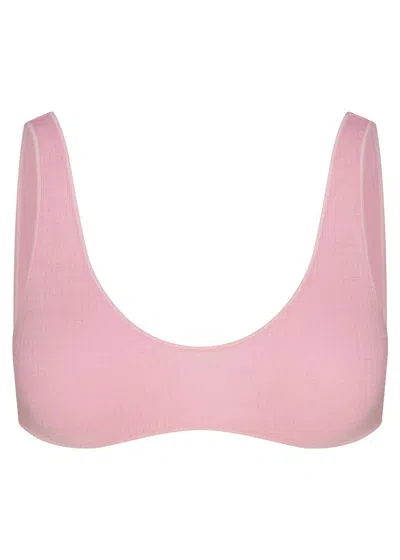 Skims Ribbed Wool-blend Bralette In Pink