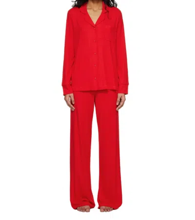 Skims Rib-knit Pajama Set In Red