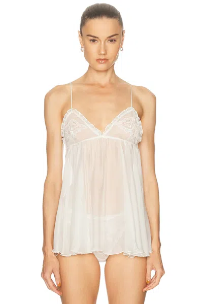 Skims Romance Lace Babydoll Slip Dress In White