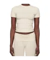 Skims Beige Cotton Jersey T-shirt In Heather Oatmeal