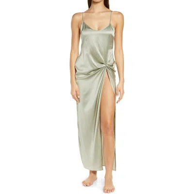 Skims Sandwashed Stretch Silk Sleep Slip In Green