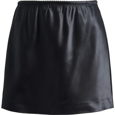 Skims Satin Miniskirt In Black