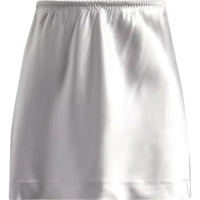 Skims Satin Miniskirt In Silver