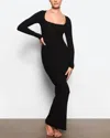 Skims Long Sleeve Body-con Maxi Dress In Black