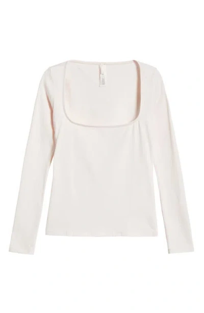 Skims Scoop Neck Cotton Blend Jersey T-shirt In Barely Pink