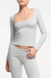 Skims Scoop Neck Cotton Blend Jersey T-shirt In Light Heather Grey