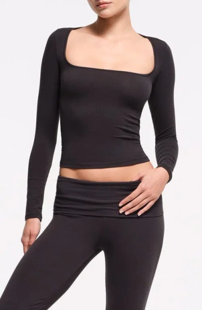 Skims Scoop Neck Cotton Blend Jersey T-shirt In Soot