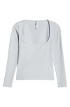 Skims Scoop Neck Cotton Blend Jersey T-shirt In Zen Blue