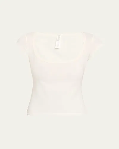 Skims Scoop-neck Cotton Jersey Tee In Gray
