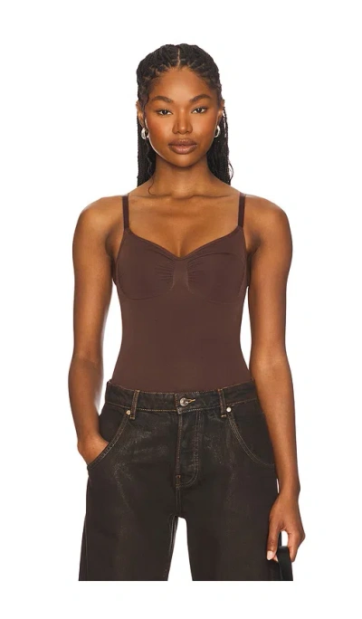 Skims Seamless Sculpt Bodysuit Brief In Brown