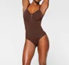 Skims Seamless Sculpt Slim-fit Stretch-woven Bodysuit In Brown