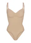 Skims Seamless Sculpt Brief Bodysuit In Neutral