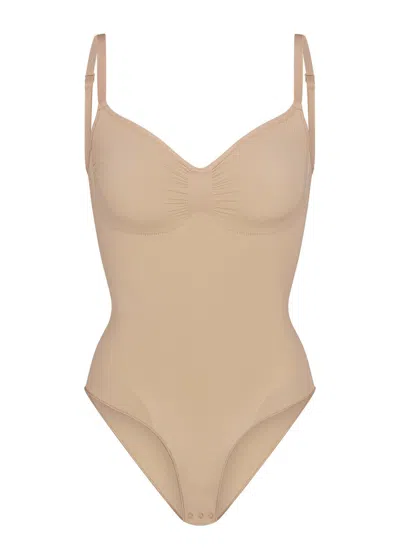 Skims Seamless Sculpt Brief Bodysuit In Neutral