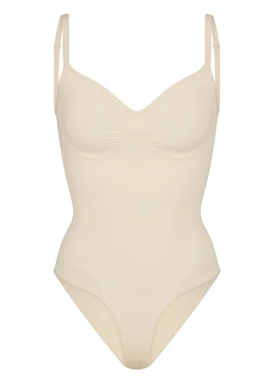 Skims Seamless Sculpt Brief Bodysuit In White
