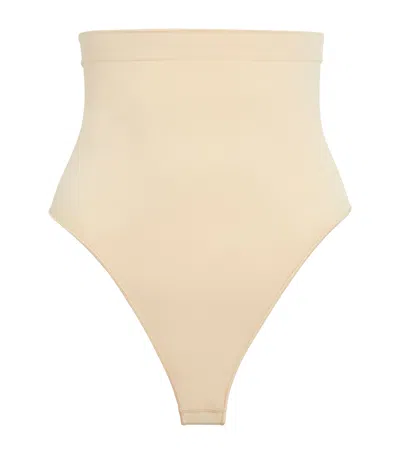 Skims Seamless Sculpt High-waist Thong In Beige