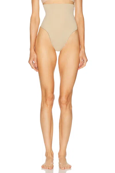 Skims Seamless Sculpt High Waist Thong In Brown
