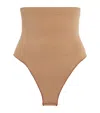 Skims Seamless Sculpt High-waist Thong In Brown