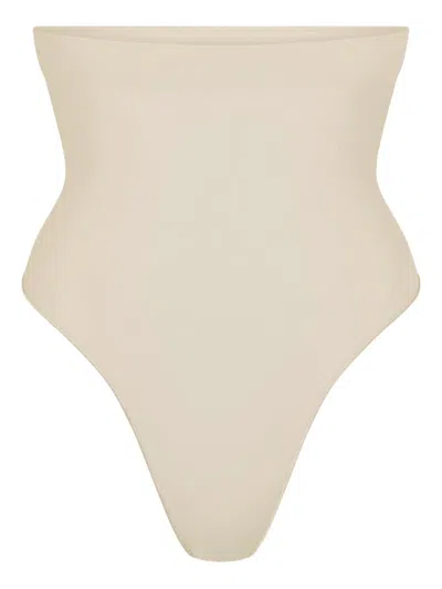 Skims Seamless Sculpt High-waist Thong In Neutral