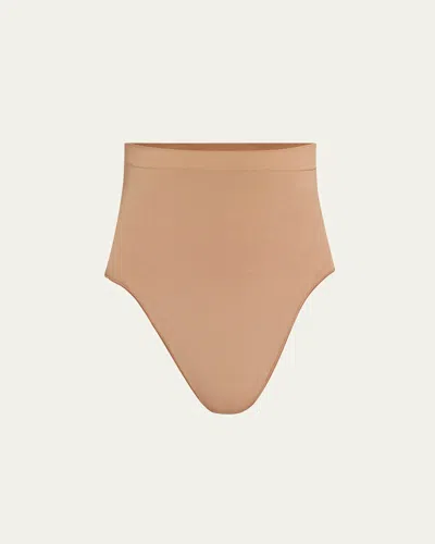 Skims Seamless Sculpt High Waist Thong In Sienna