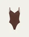 Skims Seamless Sculpt Low-back Shaping Bodysuit In Onyx