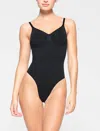Skims Seamless Sculpt Scoop Neck Thong Bodysuit Bodysuit In Onyx In Black