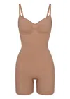 Skims Seamless Sculpt Mid-thigh Bodysuit In Brown